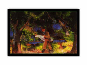 Reading man in park by August Macke