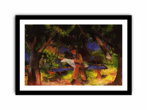 Reading man in park by August Macke