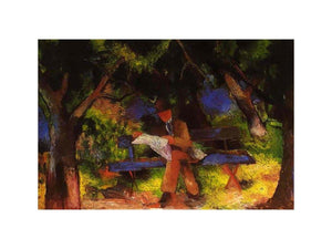 Reading man in park by August Macke