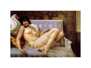 Jeune femme denudée sur canape (Young woman naked on a settee)