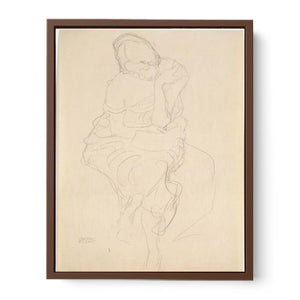 Auf einem Hocker Sitzende von vorne