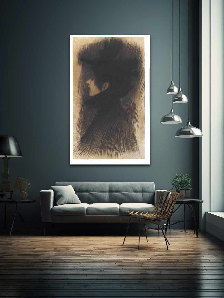 Girl with hat and cape in profil