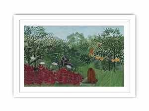 Tropical Forest With Apes And Snake
