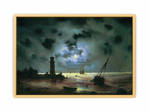 Sea coast at night. Near the beacon