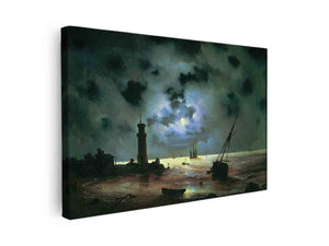 Sea coast at night. Near the beacon