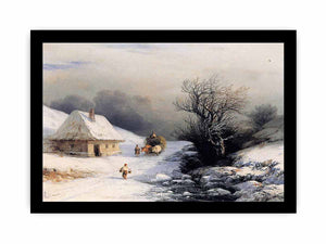 Little Russian Ox Cart in Winter