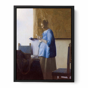 Woman in Blue Reading a Letter