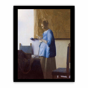 Woman in Blue Reading a Letter