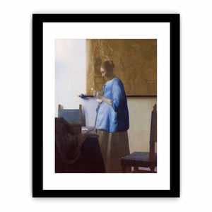 Woman in Blue Reading a Letter