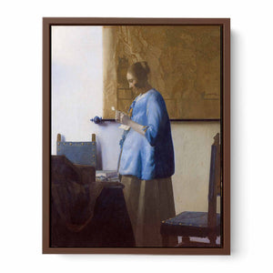 Woman in Blue Reading a Letter