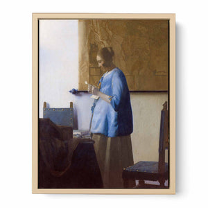 Woman in Blue Reading a Letter
