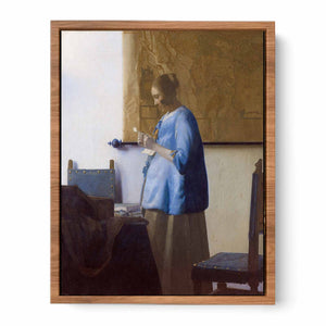 Woman in Blue Reading a Letter