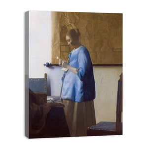 Woman in Blue Reading a Letter