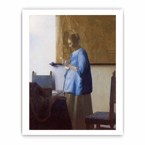 Woman in Blue Reading a Letter