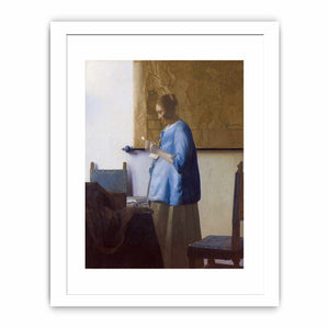 Woman in Blue Reading a Letter