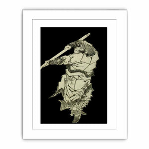 A depiction of Sun Wukong wielding his staff