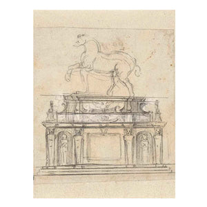 Design for an Equestrian Statue of Henry II of France, RP-T-1953-140 By Michelangelo Buonarroti