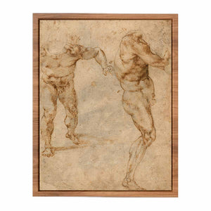 Two Nude Studies of a Man Storming Forward and Another Turning to the Right (verso), c. 1504 By Michelangelo Buonarroti