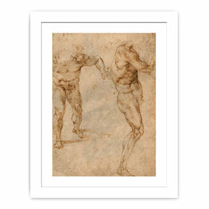 Two Nude Studies of a Man Storming Forward and Another Turning to the Right (verso), c. 1504 By Michelangelo Buonarroti