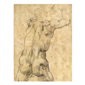 Kneeling Male Nude, Seen from the Rear By Michelangelo Buonarroti