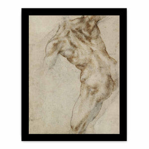 Male Nude, Seen from the Rear (recto) By Michelangelo Buonarroti