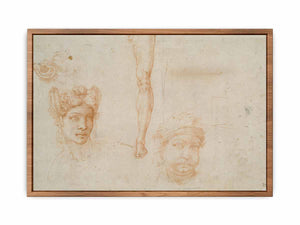Studies of Heads, an Ear, and a Leg (verso) By Michelangelo Buonarroti