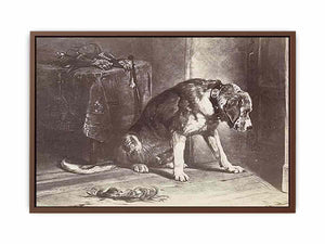 Fotoreproductie van een prent naar een schilderij van Edwin Henry Landseer"Suspense" Landseer