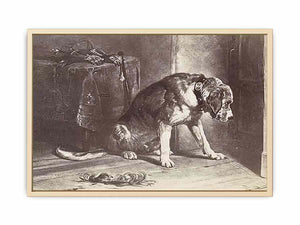 Fotoreproductie van een prent naar een schilderij van Edwin Henry Landseer"Suspense" Landseer