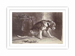 Fotoreproductie van een prent naar een schilderij van Edwin Henry Landseer"Suspense" Landseer