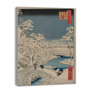 Drum bridge and Setting Sun Hill at Meguro from the series 100 Views of Edo Painting