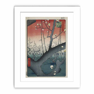 De pruimenboomgaard te Kameido Kameido umeyashiki (titel op object) Honderd beroemde gezichten op Edo (serietitel) Meisho Edo hyakkei