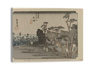Oiso No. 9. Oiso one of the fifty-three noted places on Tokaido. Painted by Hiroshige (titel op object) De Tôkaidô van Hiroshige (serietitel) Hiroshige no fude Tôkaidô (serietitel op object)