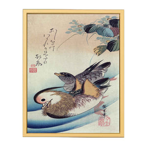 Mandarin duck woodcut