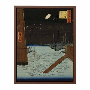 Moon over Ships Moored at Tsukuda Island from Eitai Bridge