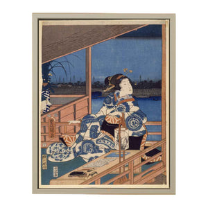 Moonlight View of Tsukuda with Lady on a Balcony