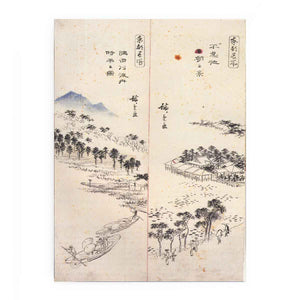 Temple complex on an island and ferries on a river