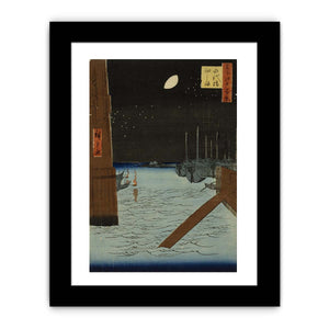 Moon over Ships Moored at Tsukuda Island from Eitai Bridge