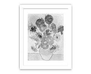 Sunflower Black & White by Van Gogh Famous painting