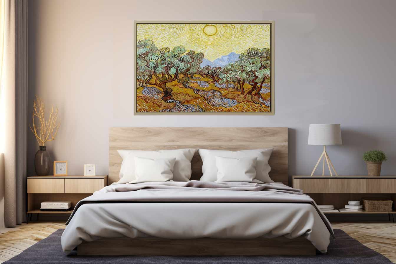 Olive Trees / Olive Trees with yellow sky and sun By Vincent Van Gogh