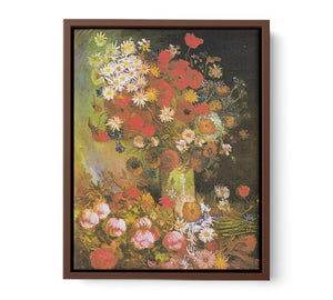 Vase with cornflowers and poppies, peonies and chrysanthemums By Vincent Van Gogh Famous Painting