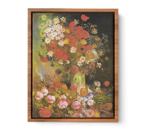 Vase with cornflowers and poppies, peonies and chrysanthemums By Vincent Van Gogh Streched canvas