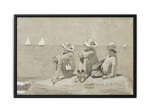 Three Boys on a beached Dory