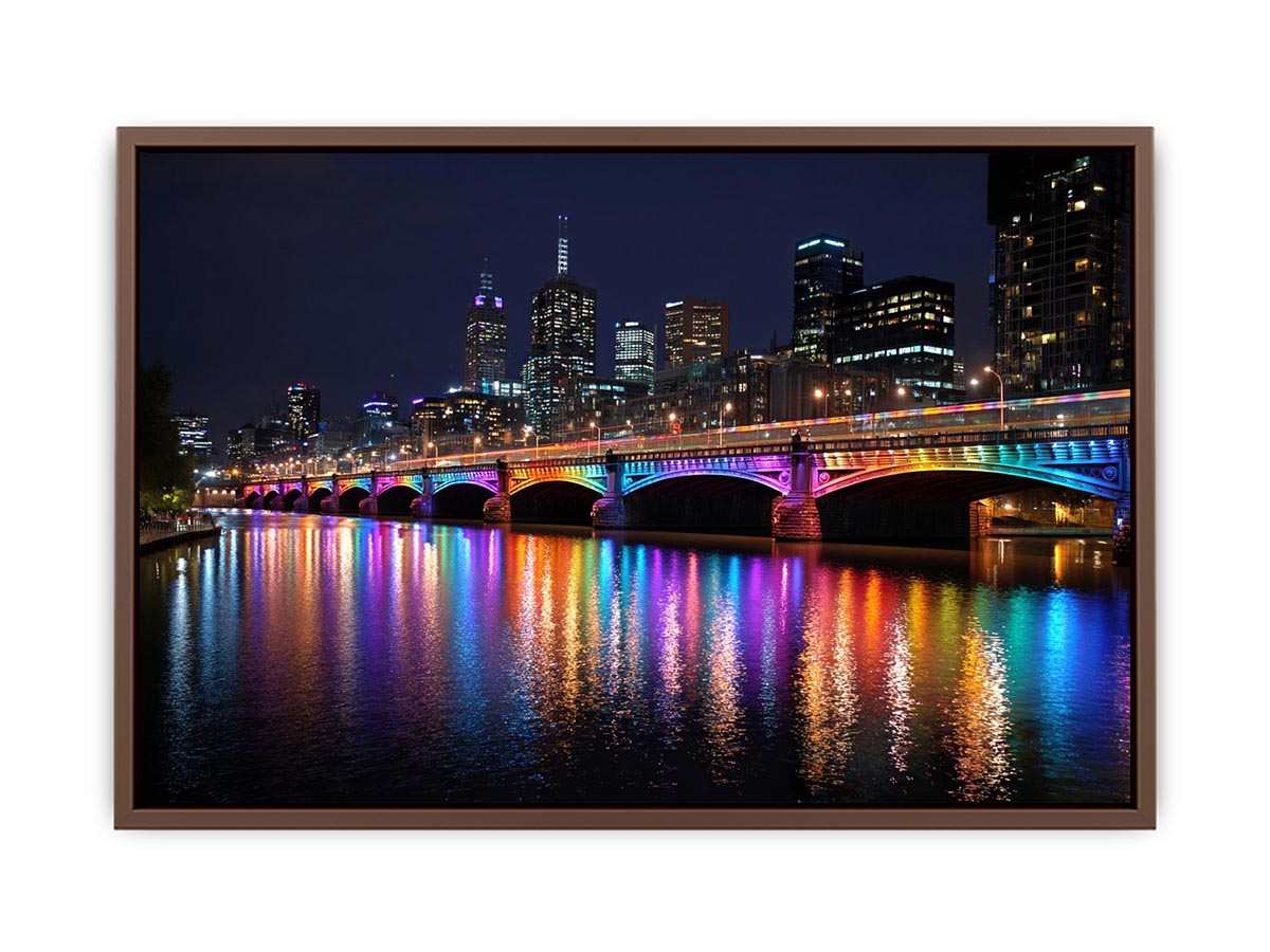 Melbourne Bridge Illuminated at Night