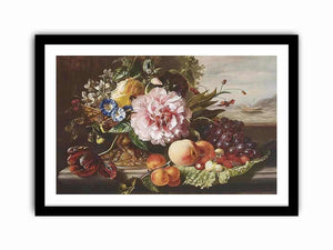A Still Life With Flowers And Fruit