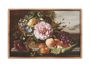 A Still Life With Flowers And Fruit