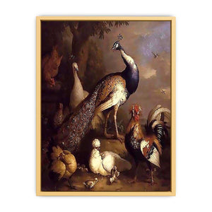 Peacock, Peahen and Poultry in a Landscape