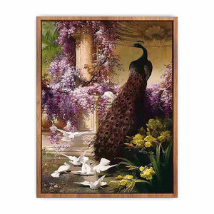 A Peacock and Doves in a Garden
