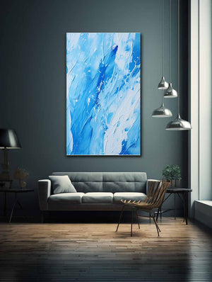 Blue White Drip Painting