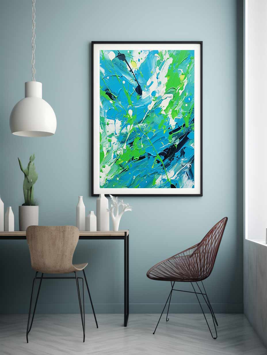 Green Blue Drip Painting