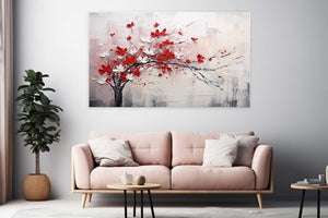 Red White Tree Abstract